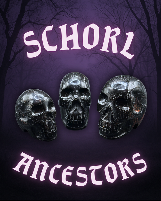 SCHORL ANCESTORS ~ CRYSTAL SKULL