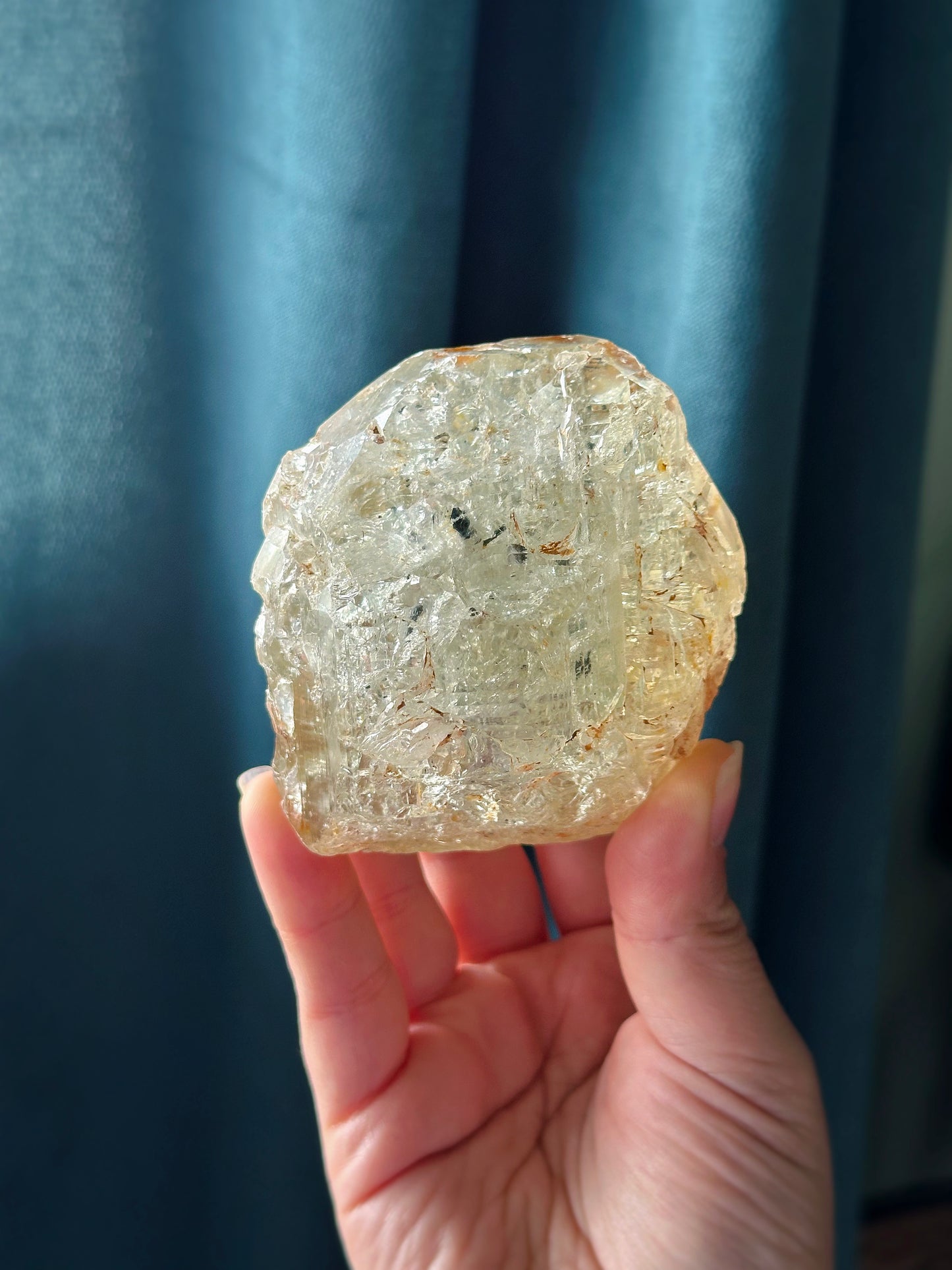 PLUTO ~ 675g. ETCHED BLUE TOPAZ w/ GRAPHITE INCLUSIONS